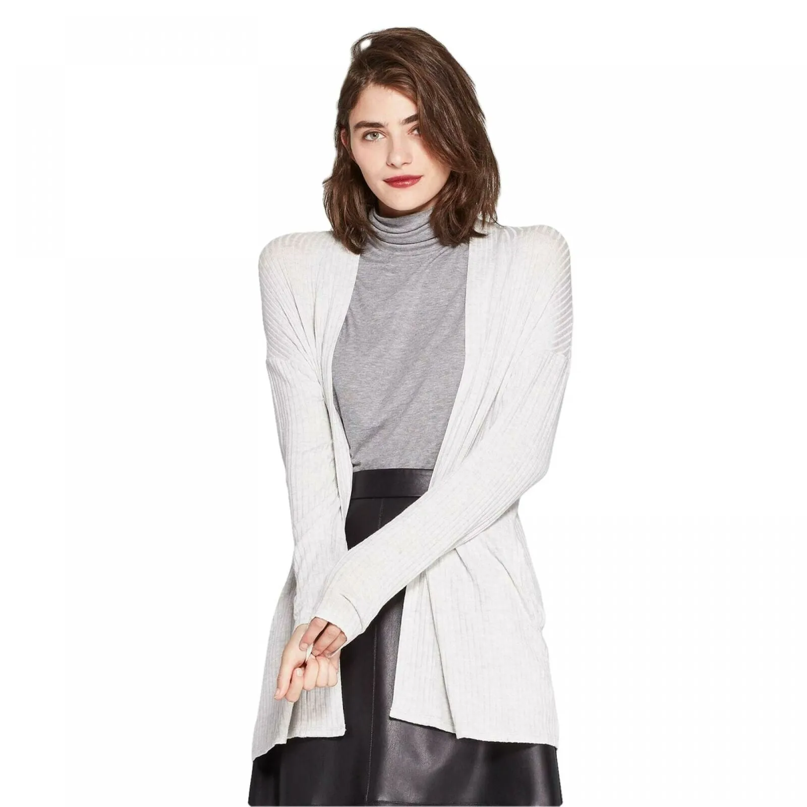 A New Day Women's Long Sleeve Open Neck Layering Rib Cardigan