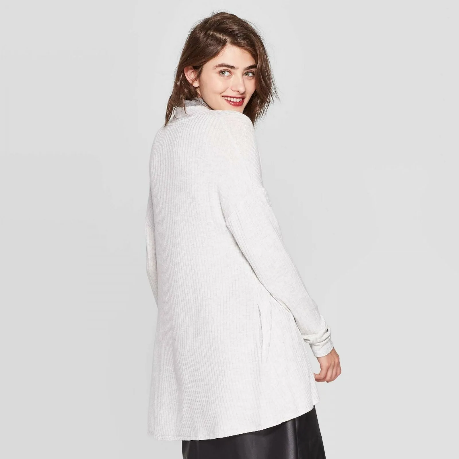 A New Day Women's Long Sleeve Open Neck Layering Rib Cardigan