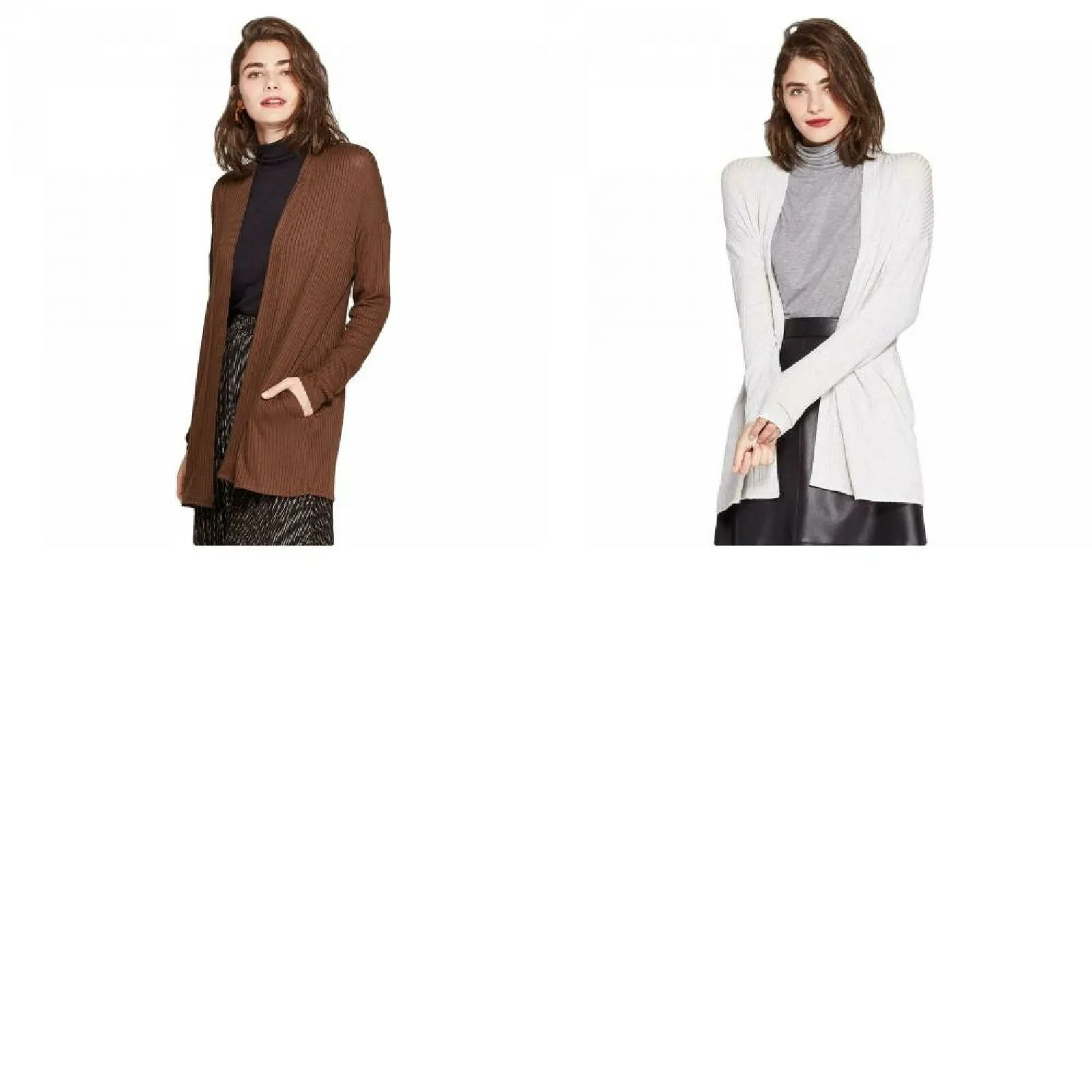 A New Day Women's Long Sleeve Open Neck Layering Rib Cardigan
