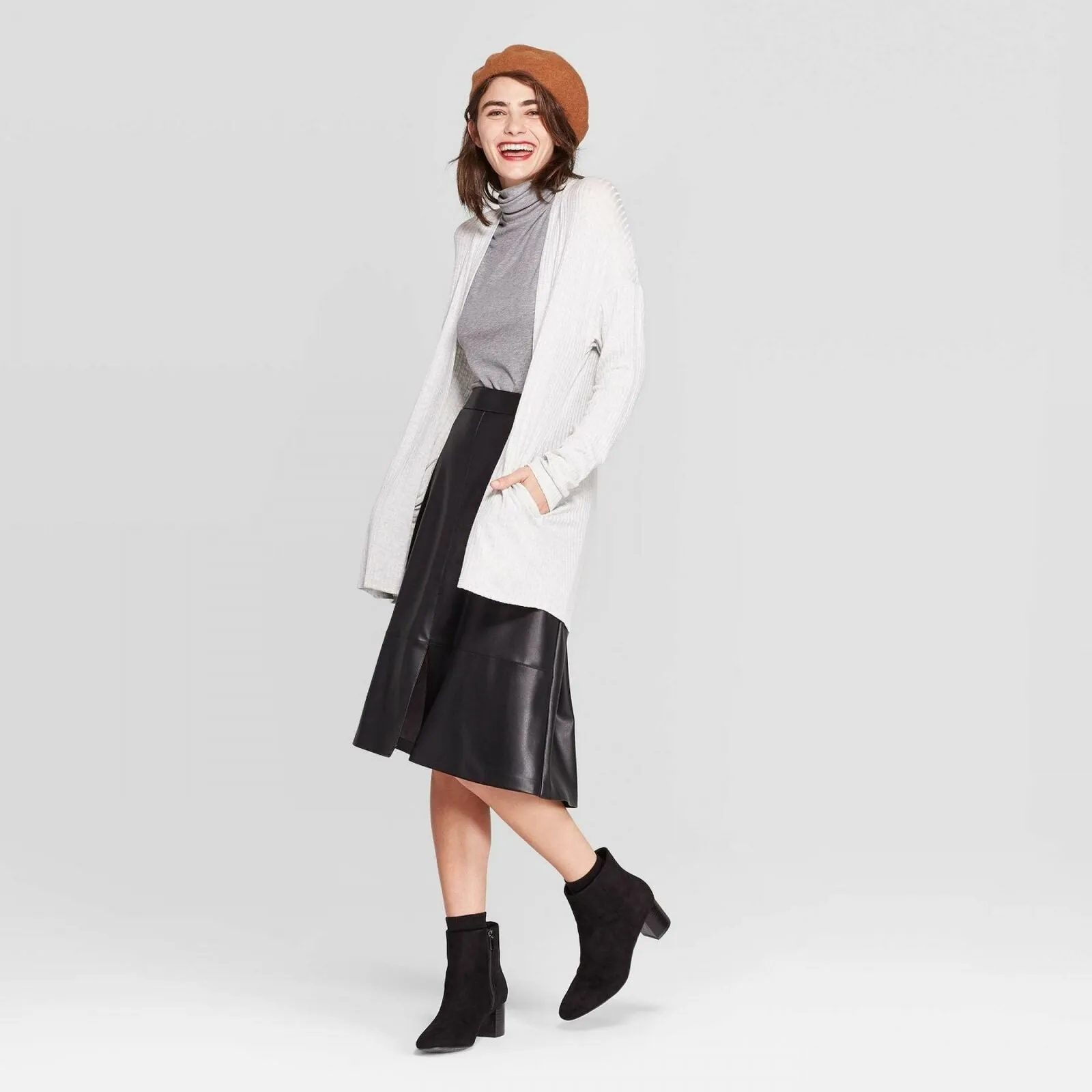 A New Day Women's Long Sleeve Open Neck Layering Rib Cardigan