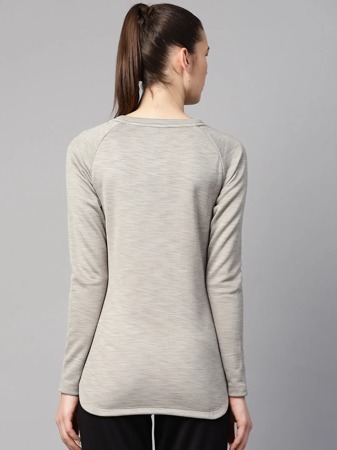 Alcis Women Grey Melange Solid Sweatshirt