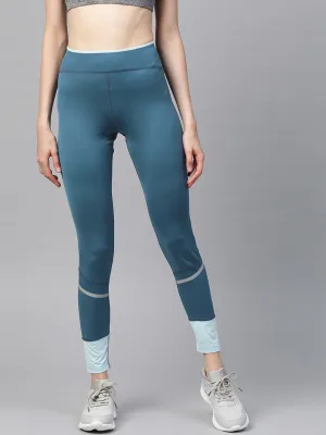 Alcis Women Teal Blue Solid Cropped Tights