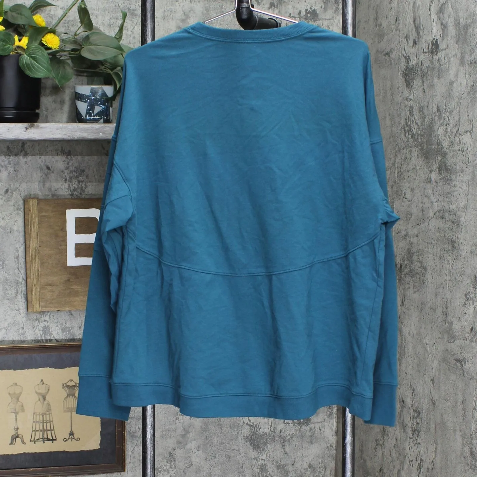 All in Motion Womens French Terry Modern Crewneck Sweatshirt Teal Blue XXL