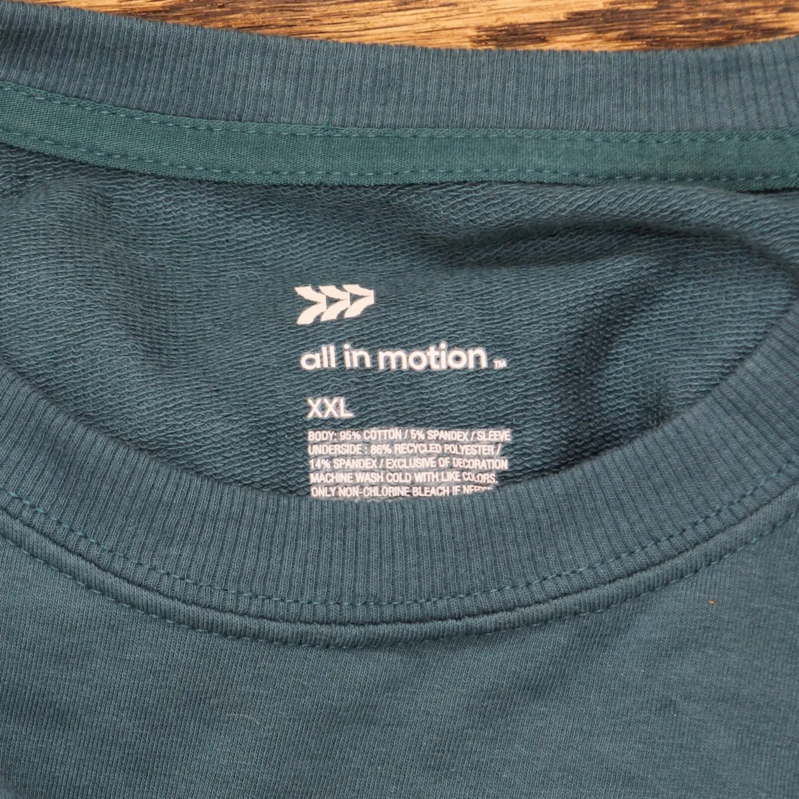 All in Motion Womens French Terry Modern Crewneck Sweatshirt Teal Blue XXL