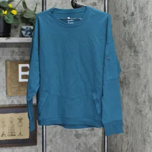 All in Motion Womens French Terry Modern Crewneck Sweatshirt Teal Blue XXL