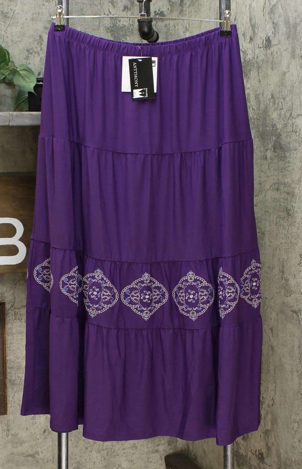 Antthony Women's Elda Collection Embroidered Tiered Maxi Skirt