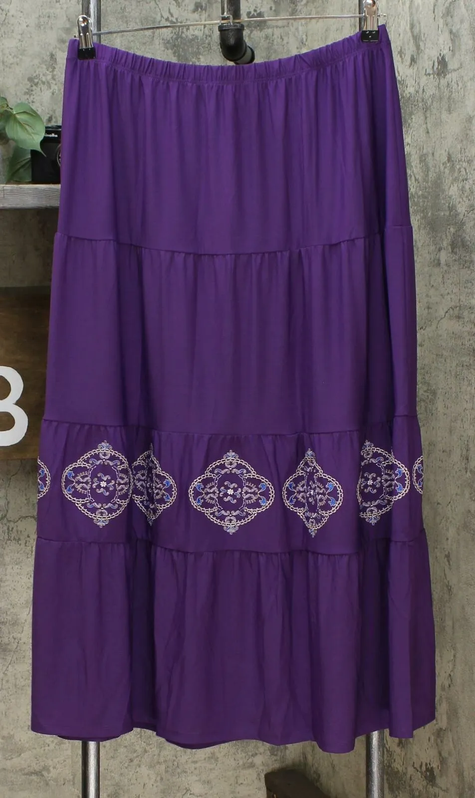 Antthony Women's Elda Collection Embroidered Tiered Maxi Skirt