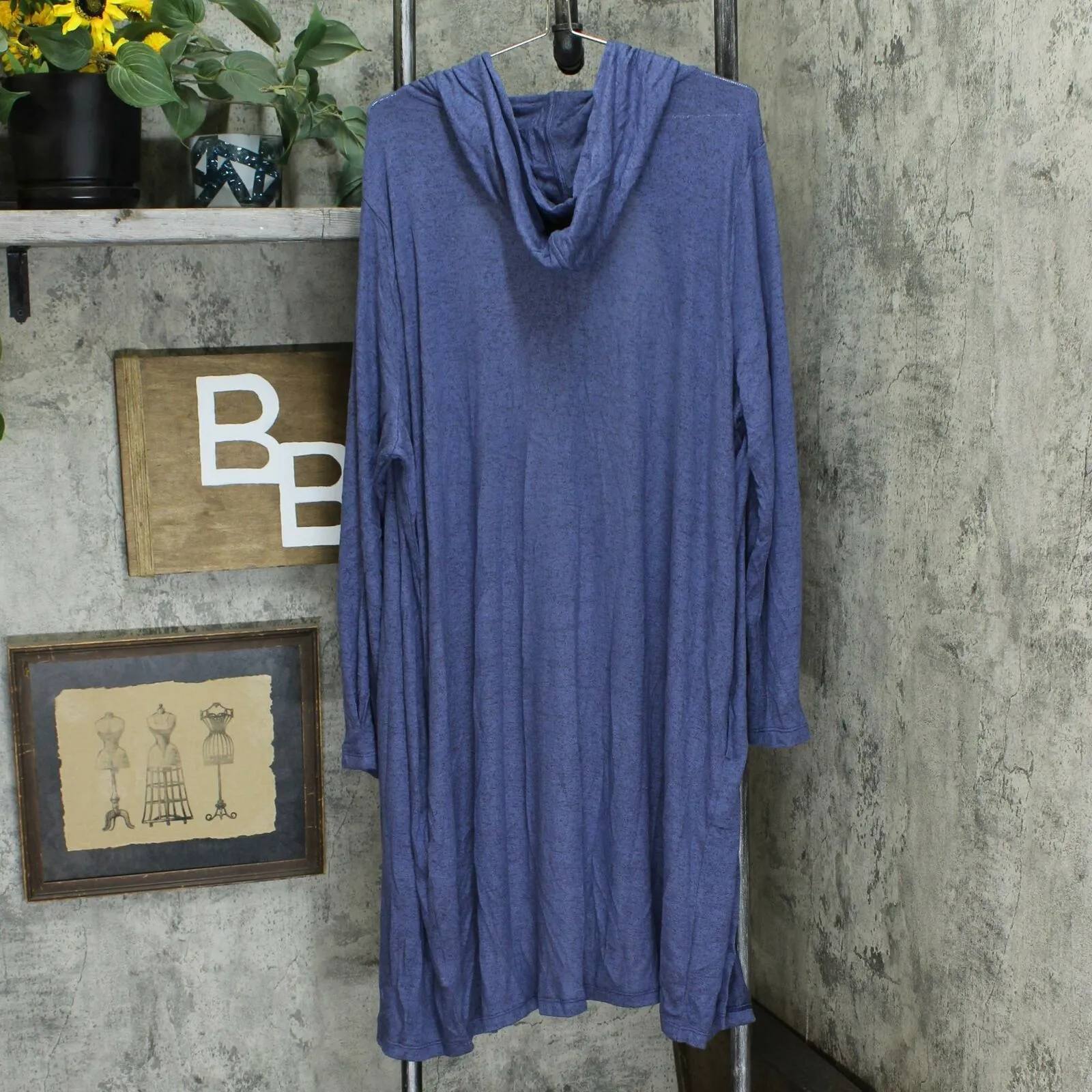 AnyBody Women's Brushed Hacci Knit Wrap Cardigan Indigo XL
