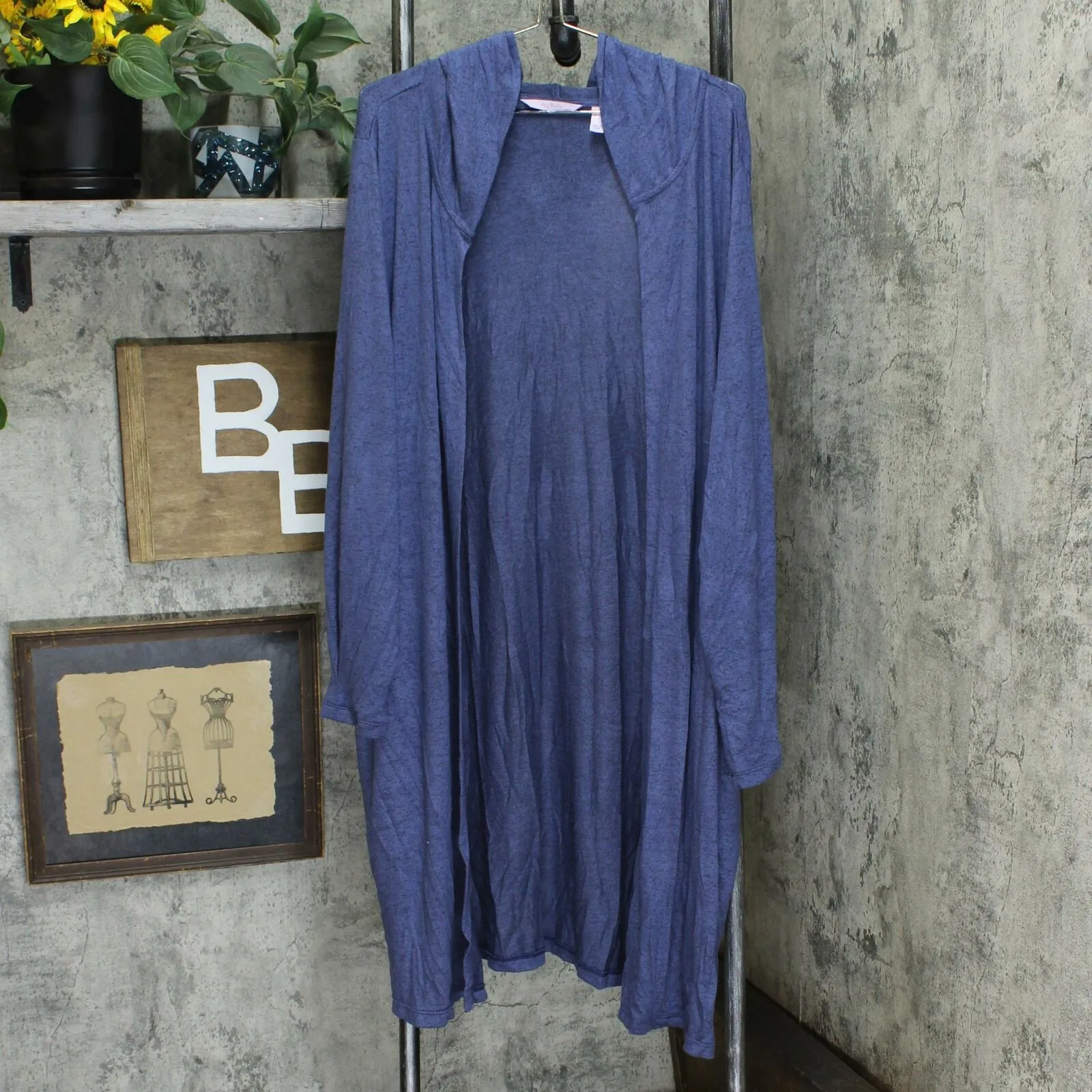 AnyBody Women's Brushed Hacci Knit Wrap Cardigan Indigo XL