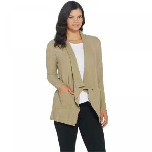 AnyBody Women's Plus Size Brushed Waffle Knit Waterfall Cardigan