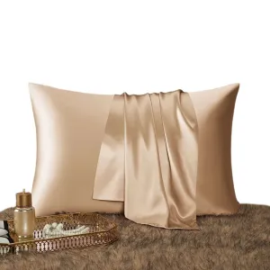 Anyhouz Pillowcase 50x75cm Gold Natural Mulberry Silk For Comfortable And Relaxing Home Bed - Queen Size Pillowcase