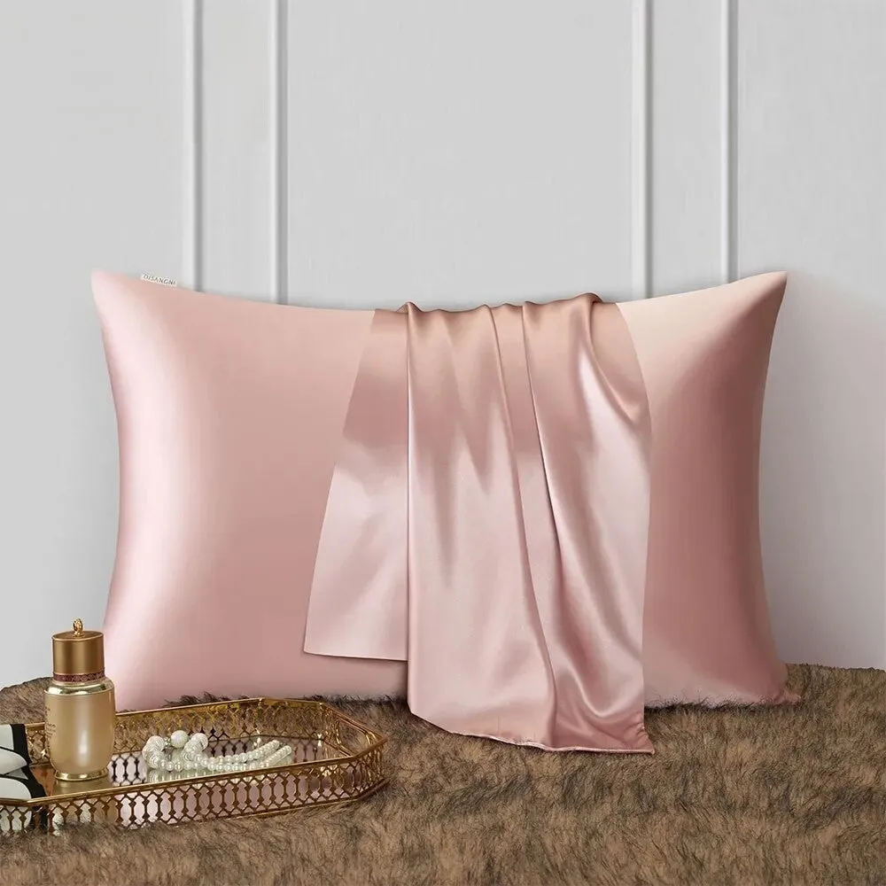 Anyhouz Pillowcase 50x90cm Pink Natural Mulberry Silk For Comfortable And Relaxing Home Bed - King Size