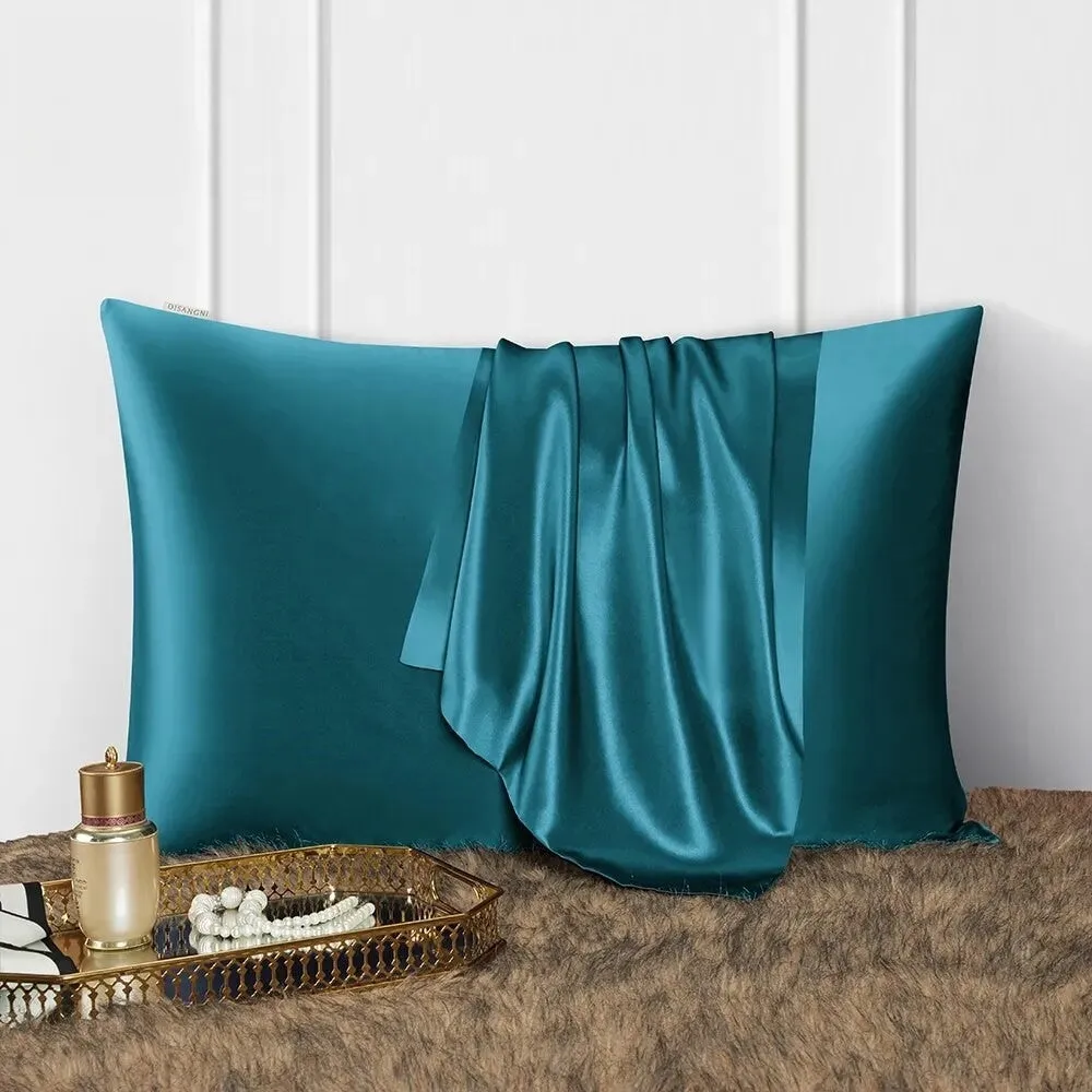 Anyhouz Pillowcase 50x90cm Teal Natural Mulberry Silk For Comfortable And Relaxing Home Bed - King Size