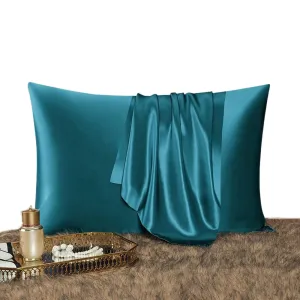 Anyhouz Pillowcase 50x90cm Teal Natural Mulberry Silk For Comfortable And Relaxing Home Bed - King Size