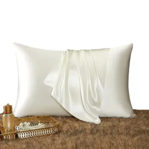 Anyhouz Pillowcase 51x66cm White Set with Eye Mask Natural Mulberry Silk for Comfortable and Relaxing Home Bed - Standard Size