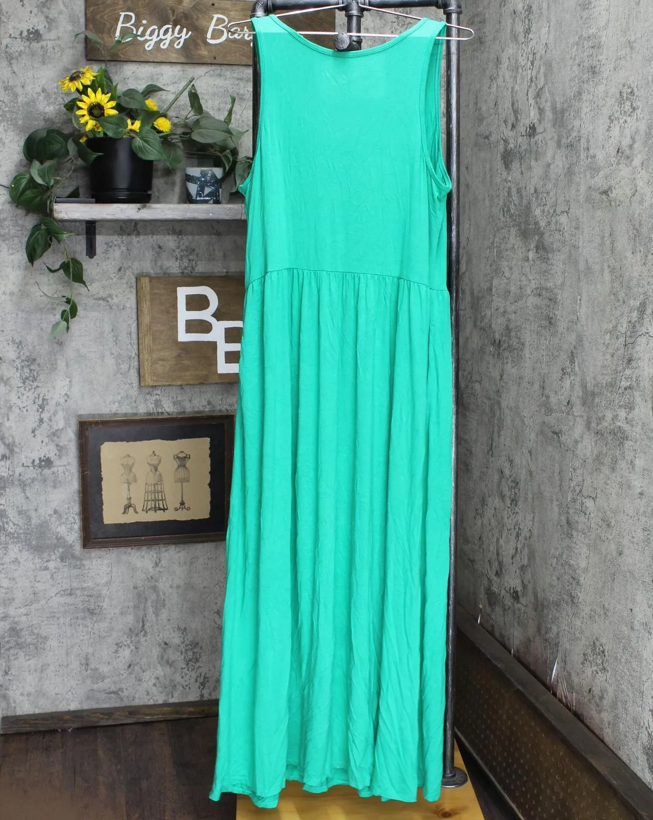 Ava & Viv Womens Knit Tank Maxi Dress Green 1X