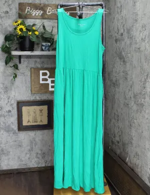 Ava & Viv Womens Knit Tank Maxi Dress Green 1X