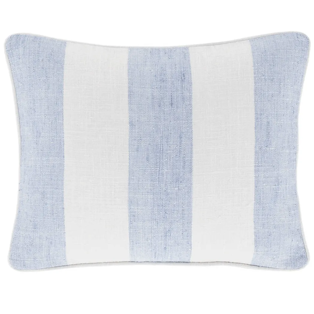 Awning Stripe Indoor/Outdoor Decorative Pillow Cover - Soft French Blue