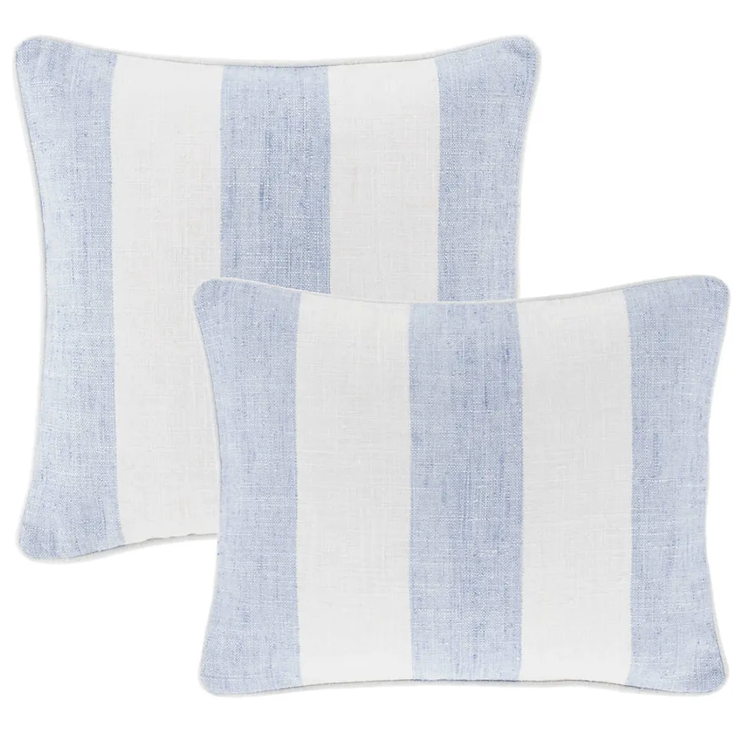 Awning Stripe Indoor/Outdoor Decorative Pillow Cover - Soft French Blue