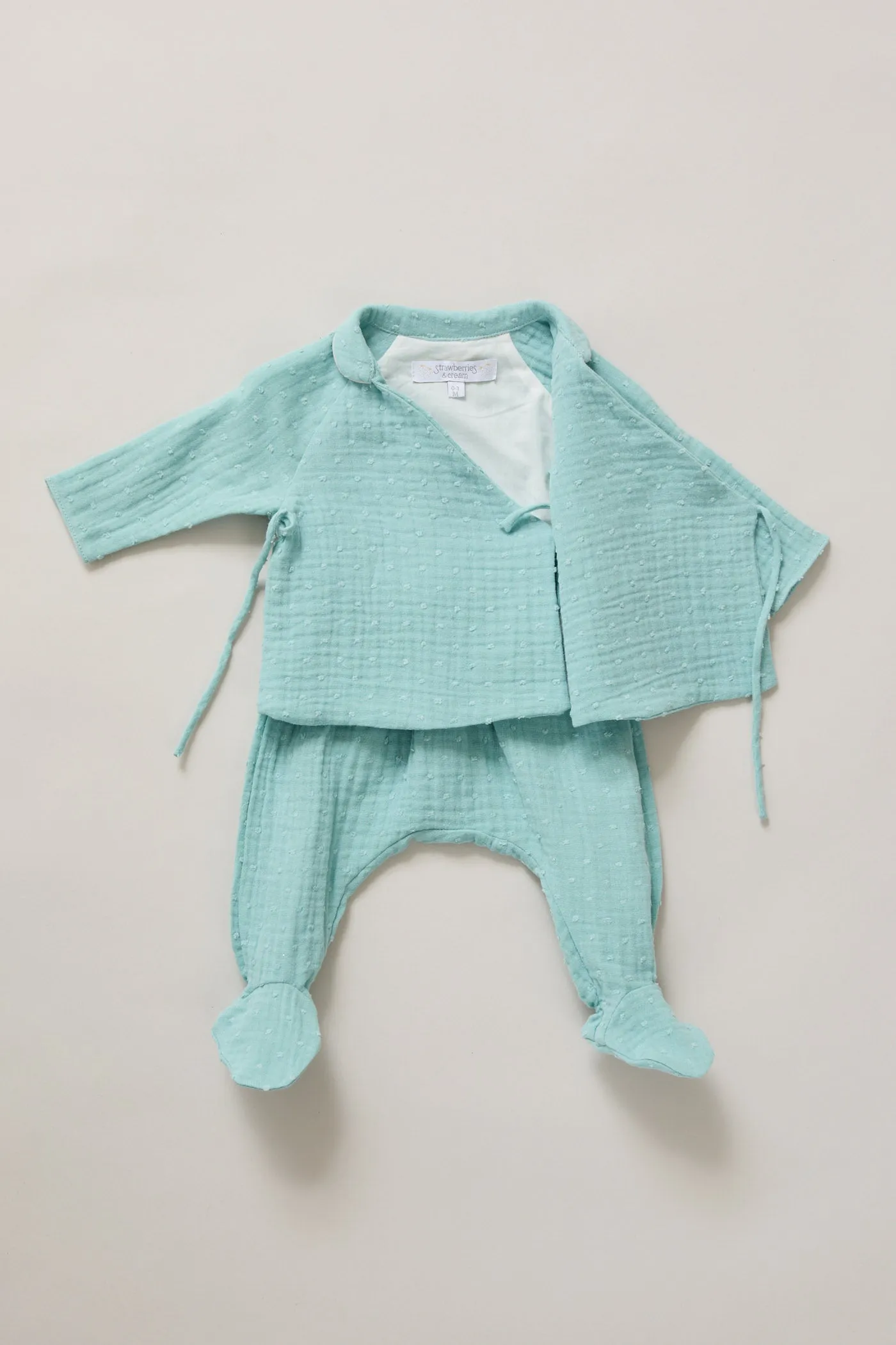 Baby Kimono Set in Aqua Bubble