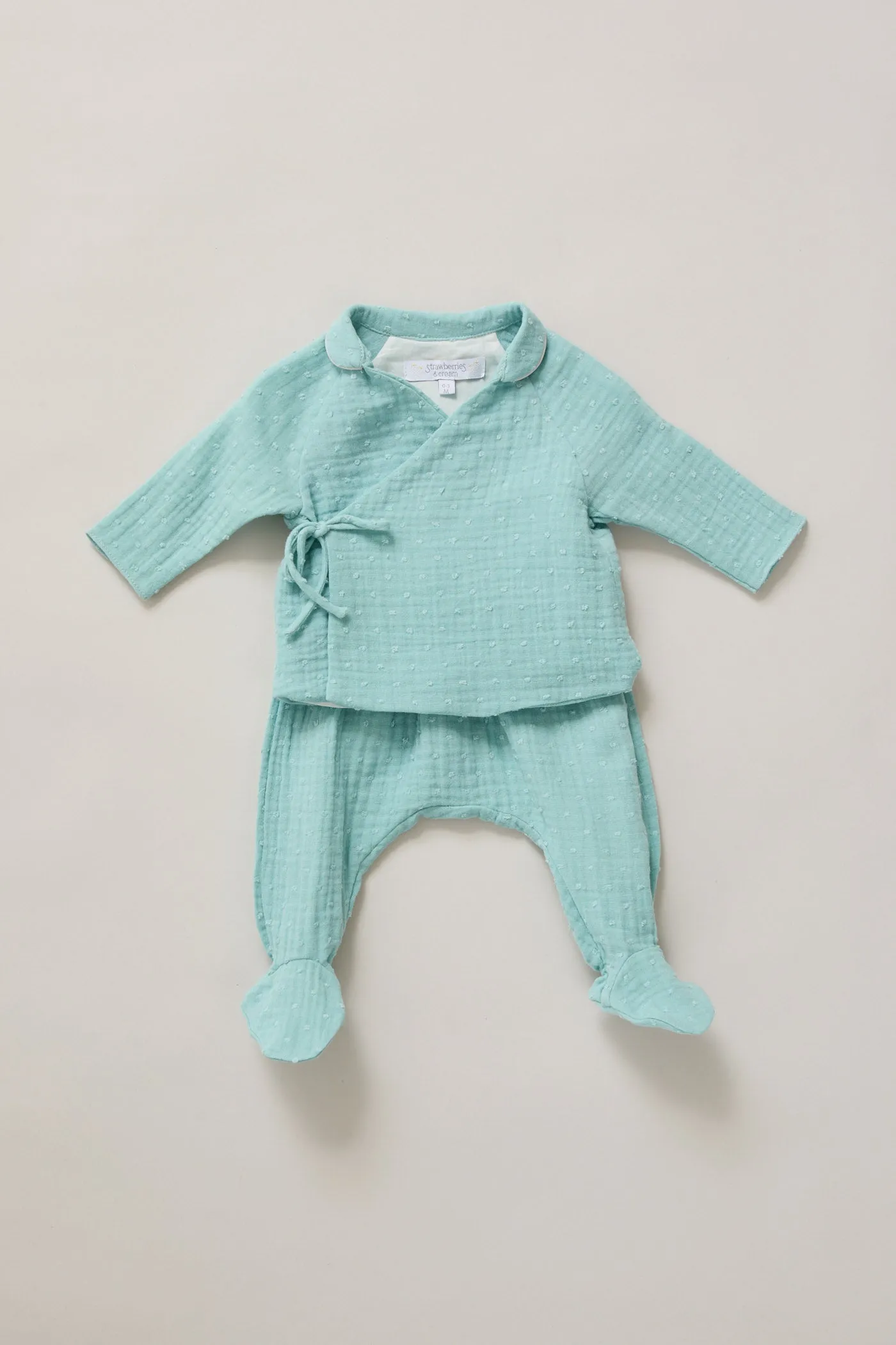 Baby Kimono Set in Aqua Bubble
