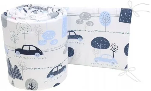 Baby Padded Bumper Fit Crib All-round 260cm Straight 100% Cotton Retro Cars