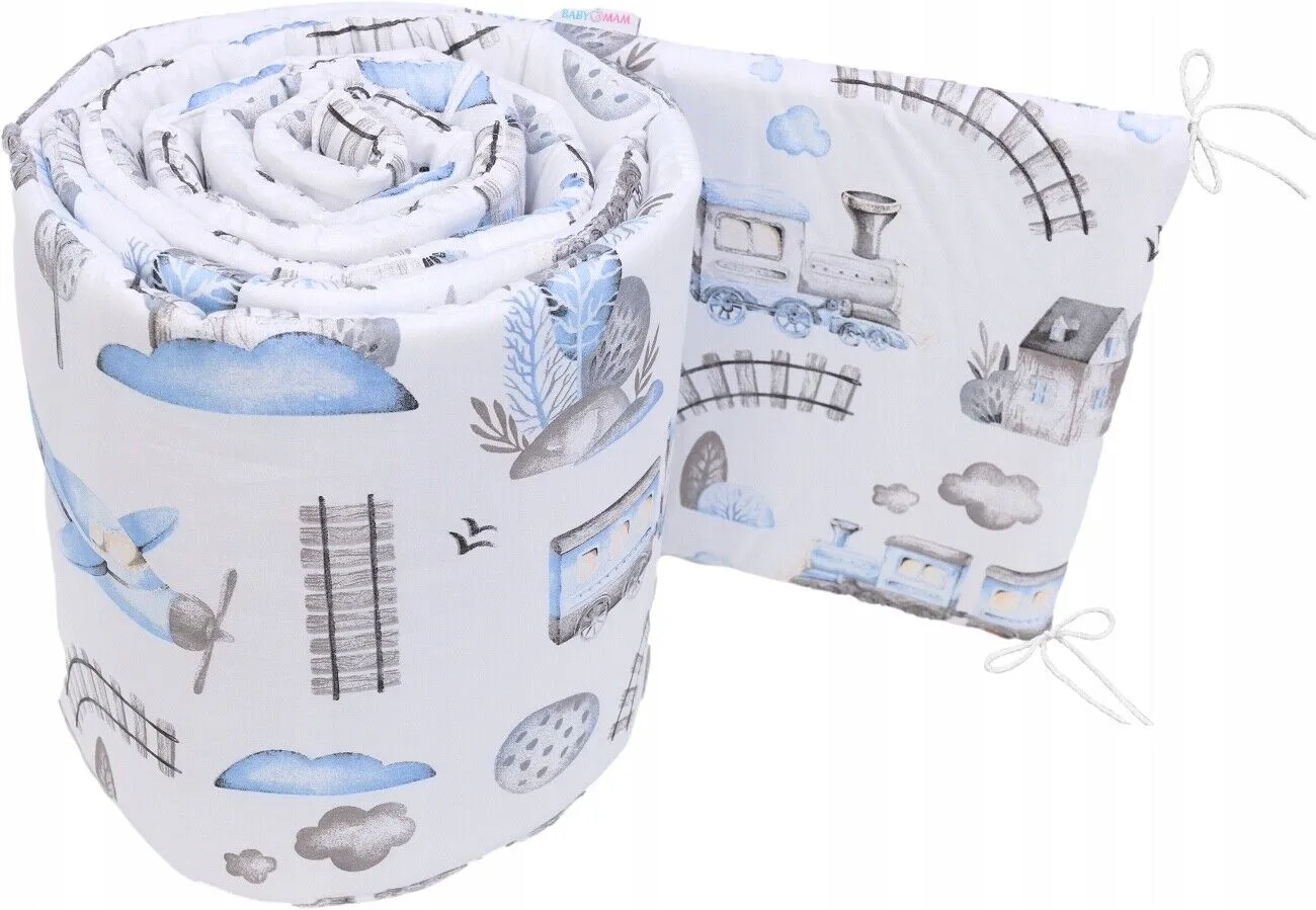 Baby Padded Bumper Fit Crib All-round 260cm Straight Cotton Retro Locomotive
