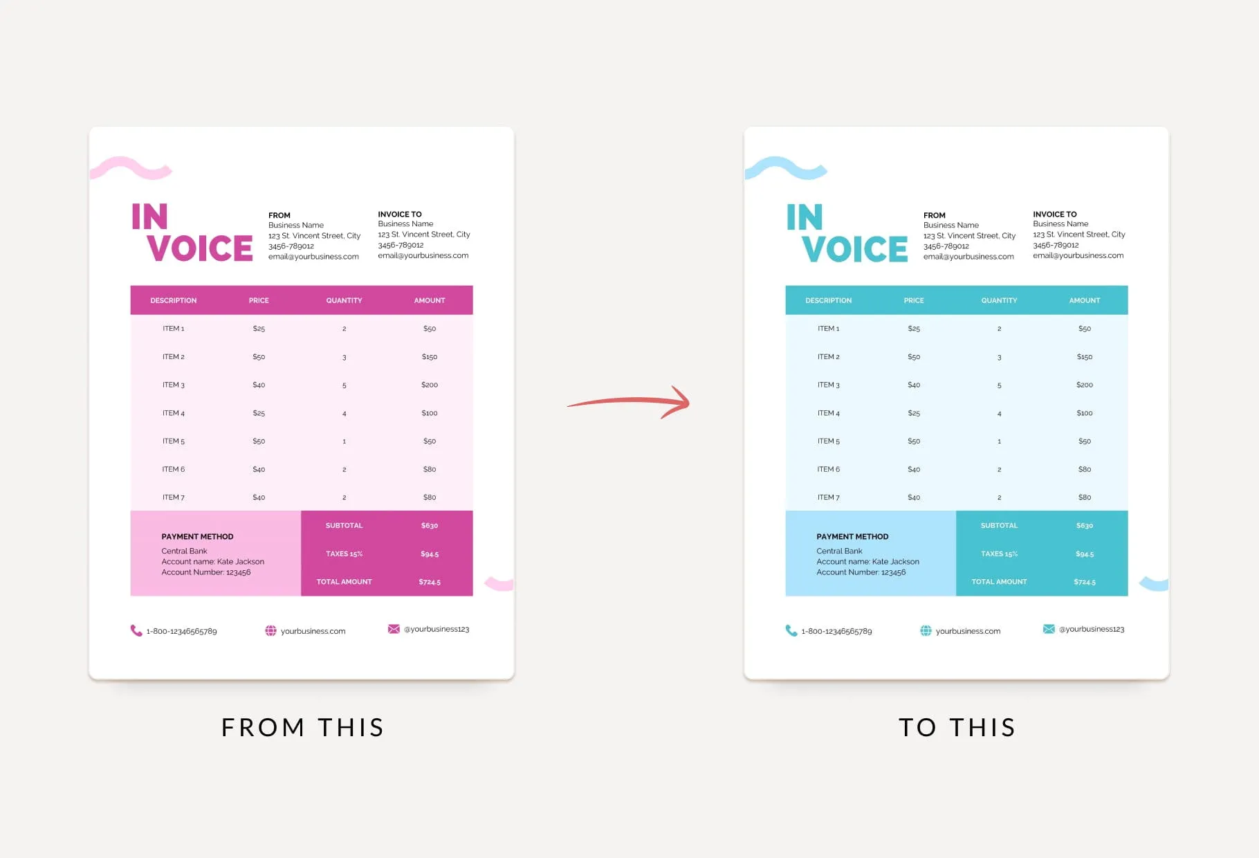 Barbie Pink Invoice Canva Template Printable and Editable