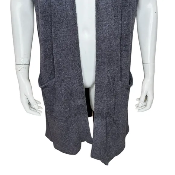 Barefoot Dreams CozyChic Ultra Lite Sleeveless Long Cardigan M Gray