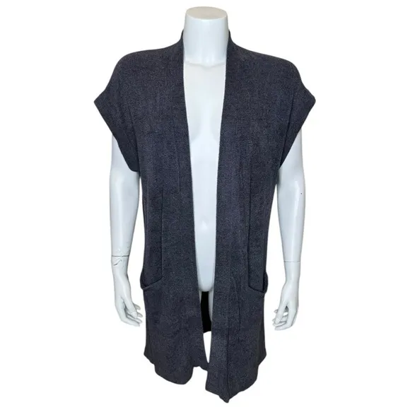 Barefoot Dreams CozyChic Ultra Lite Sleeveless Long Cardigan M Gray