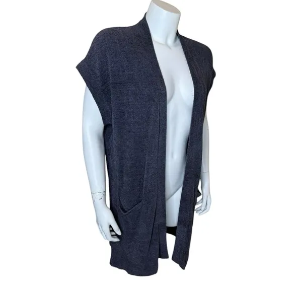 Barefoot Dreams CozyChic Ultra Lite Sleeveless Long Cardigan M Gray