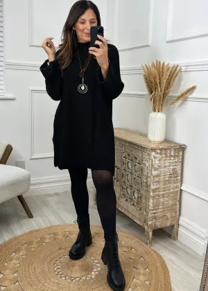Bibi Black Long Jumper With Necklace