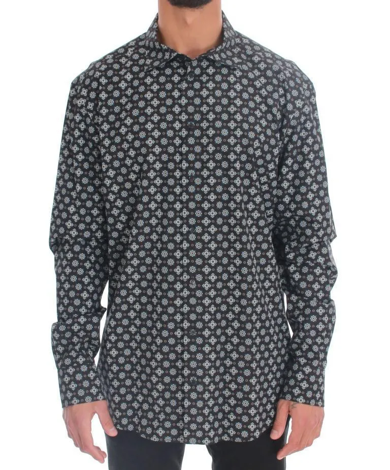 Black 100% Cotton Blue Print Casual Shirt