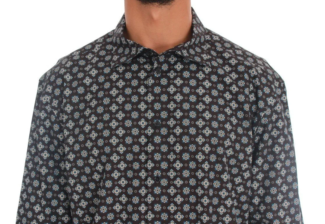Black 100% Cotton Blue Print Casual Shirt