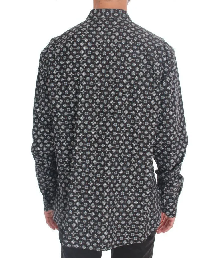 Black 100% Cotton Blue Print Casual Shirt