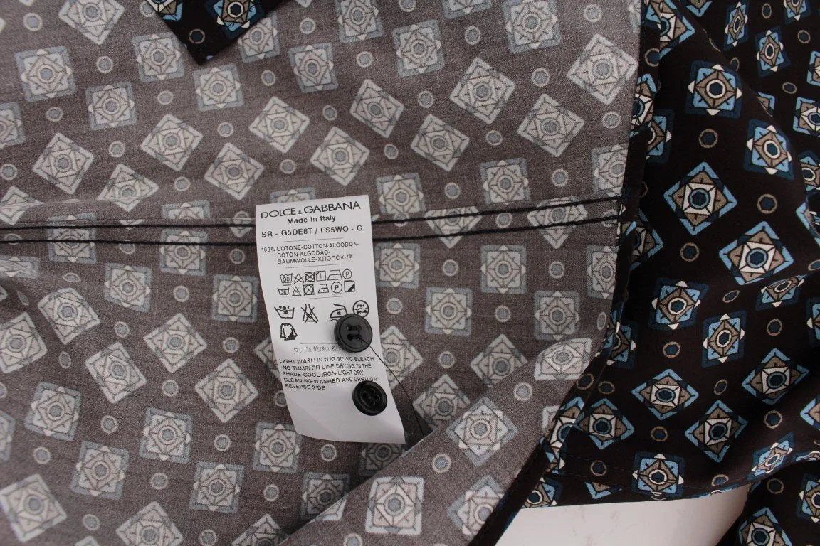 Black 100% Cotton Blue Print Casual Shirt