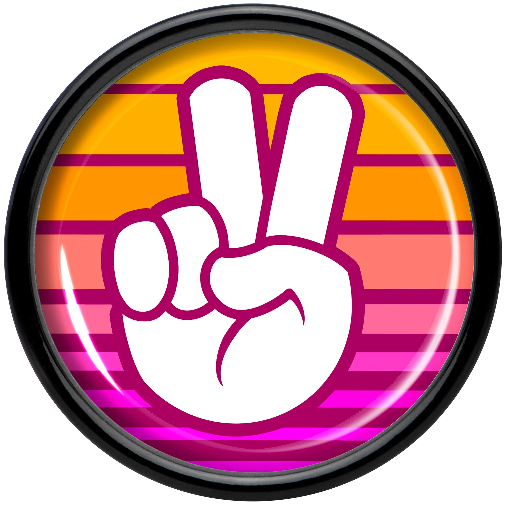 Black Acrylic Retro Peace Fingers Double Flare Plug Set