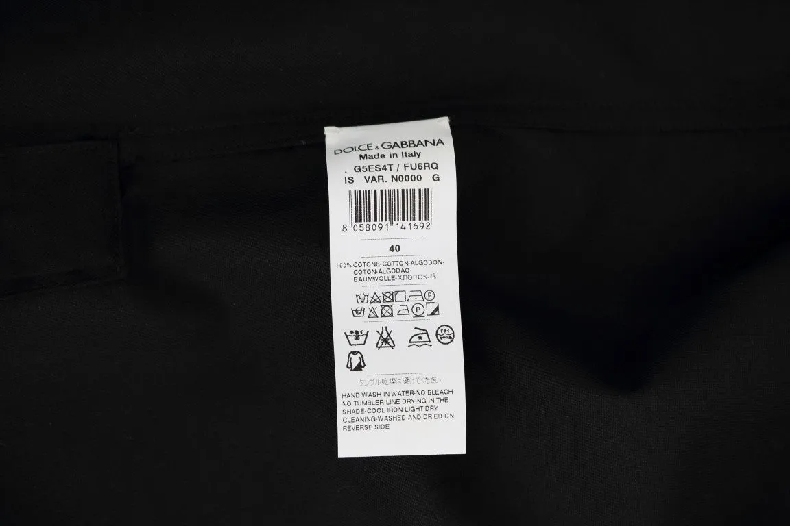 Black Cotton Casual Silver Buttons Shirt