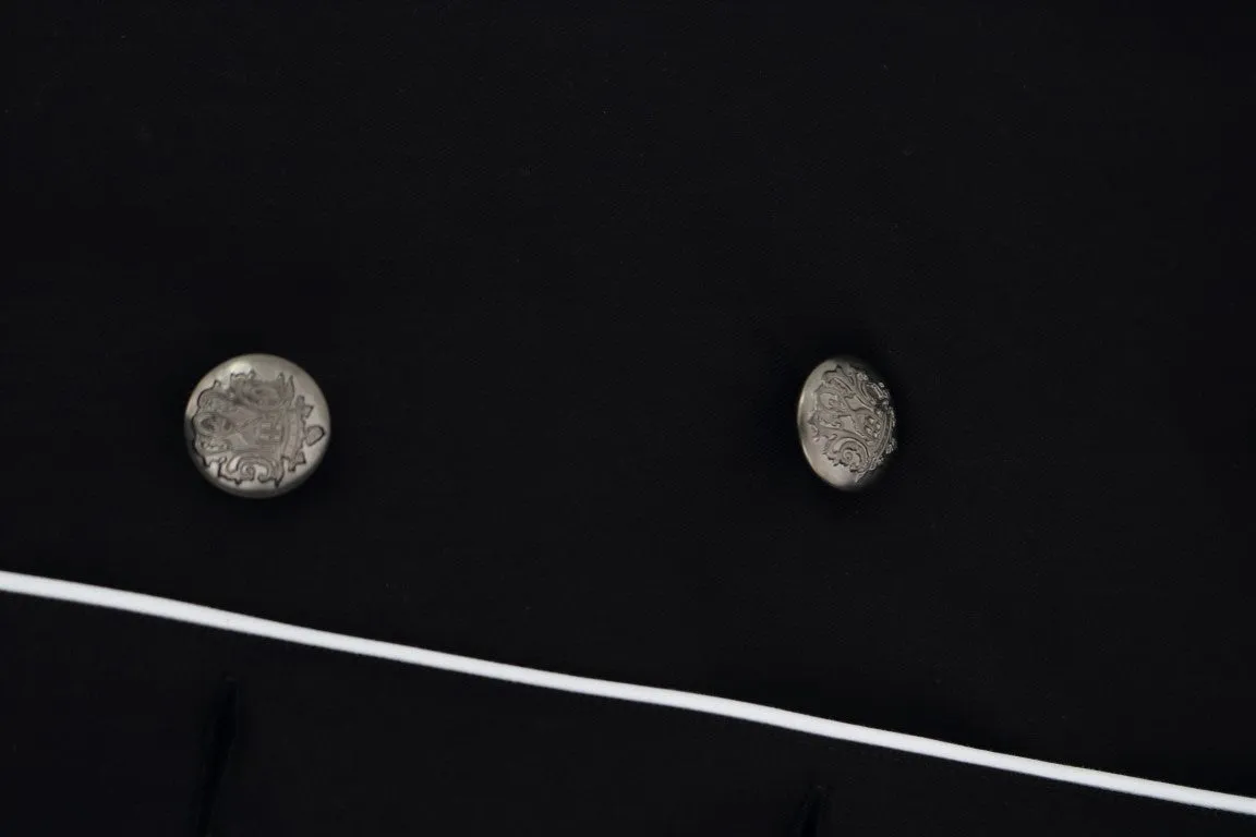 Black Cotton Casual Silver Buttons Shirt