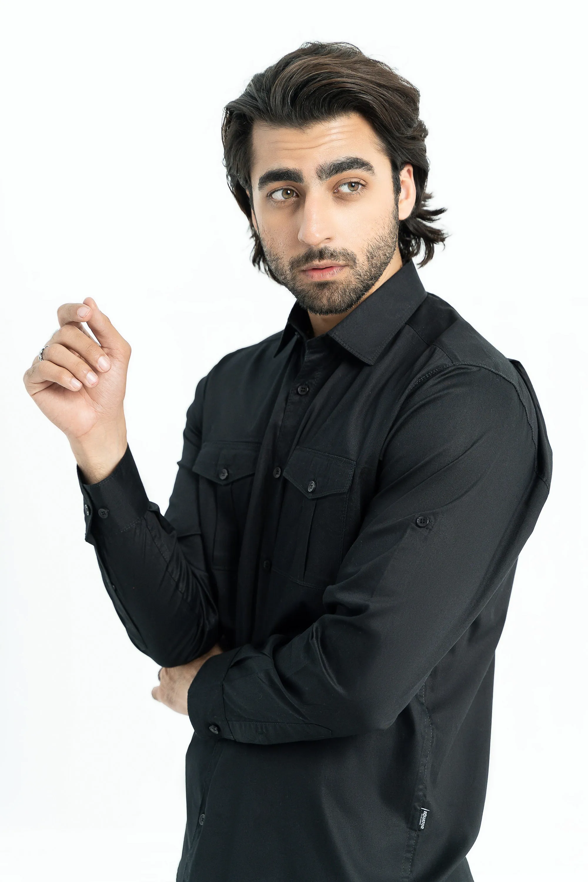 Black Cotton Twill Shirt
