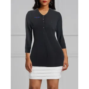 Black Front Button Polo With Cross Logo UV