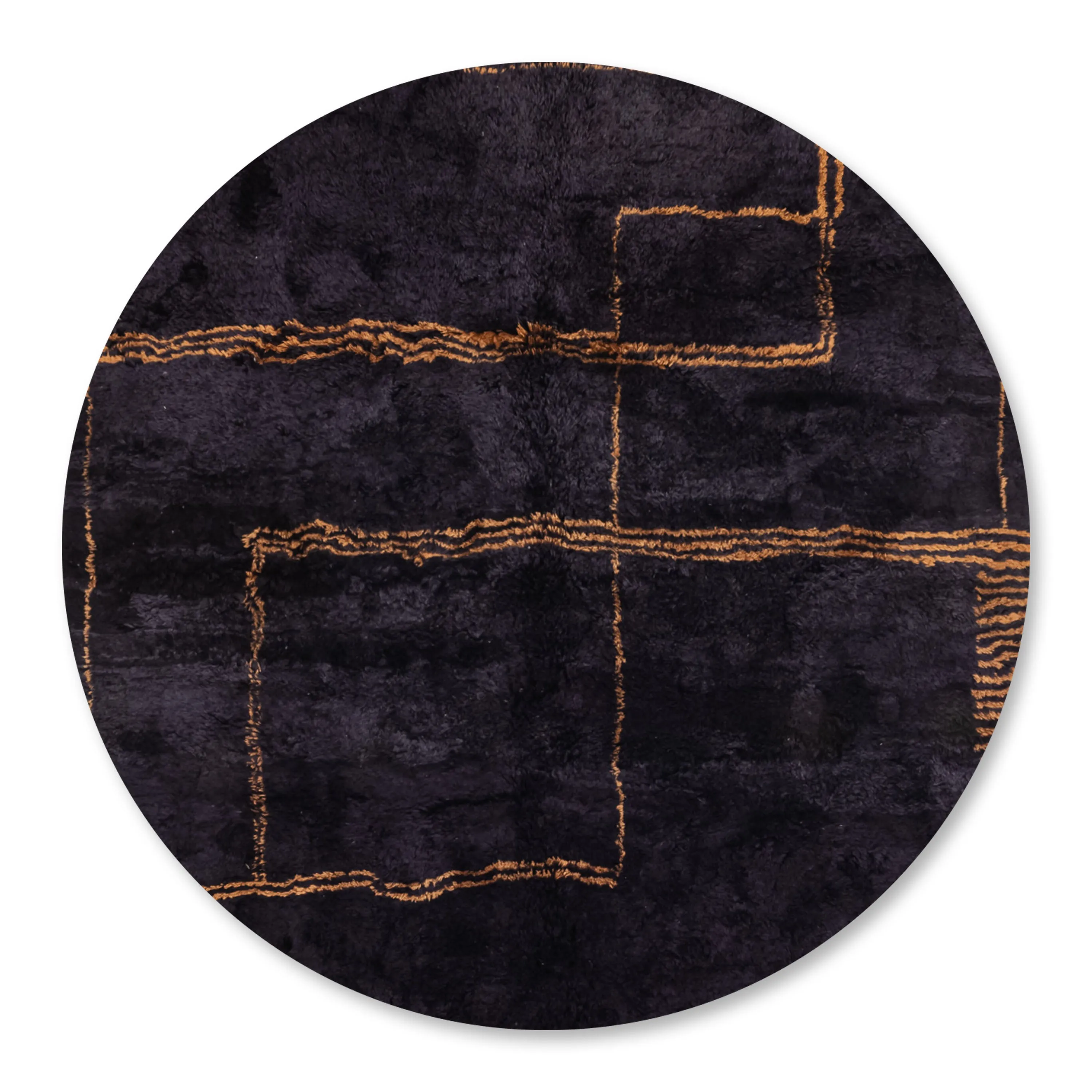 Black Sands Mirage Round - Luxury Shag Moroccan Rug