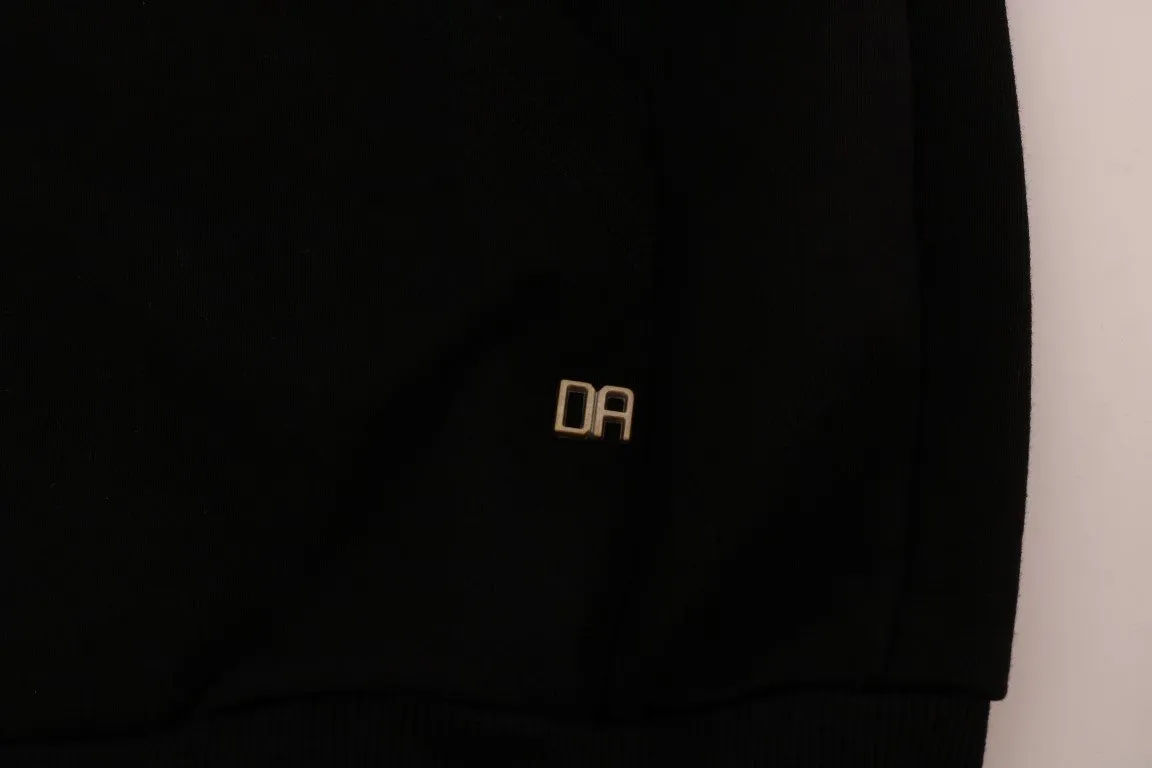 Black Sport Casual Hodded Cotton Sweater