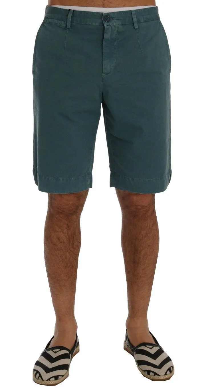 Blue Cotton Above Knees Casual Shorts