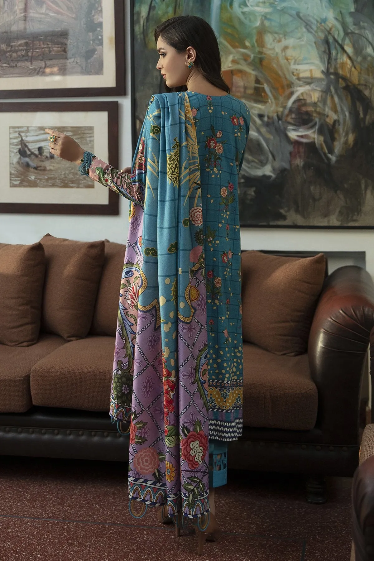 Blue Oasis | Jazmin Iris Winter Collection 2021 | Unstitched Embroidered Viscose Slub Khaddar Suit