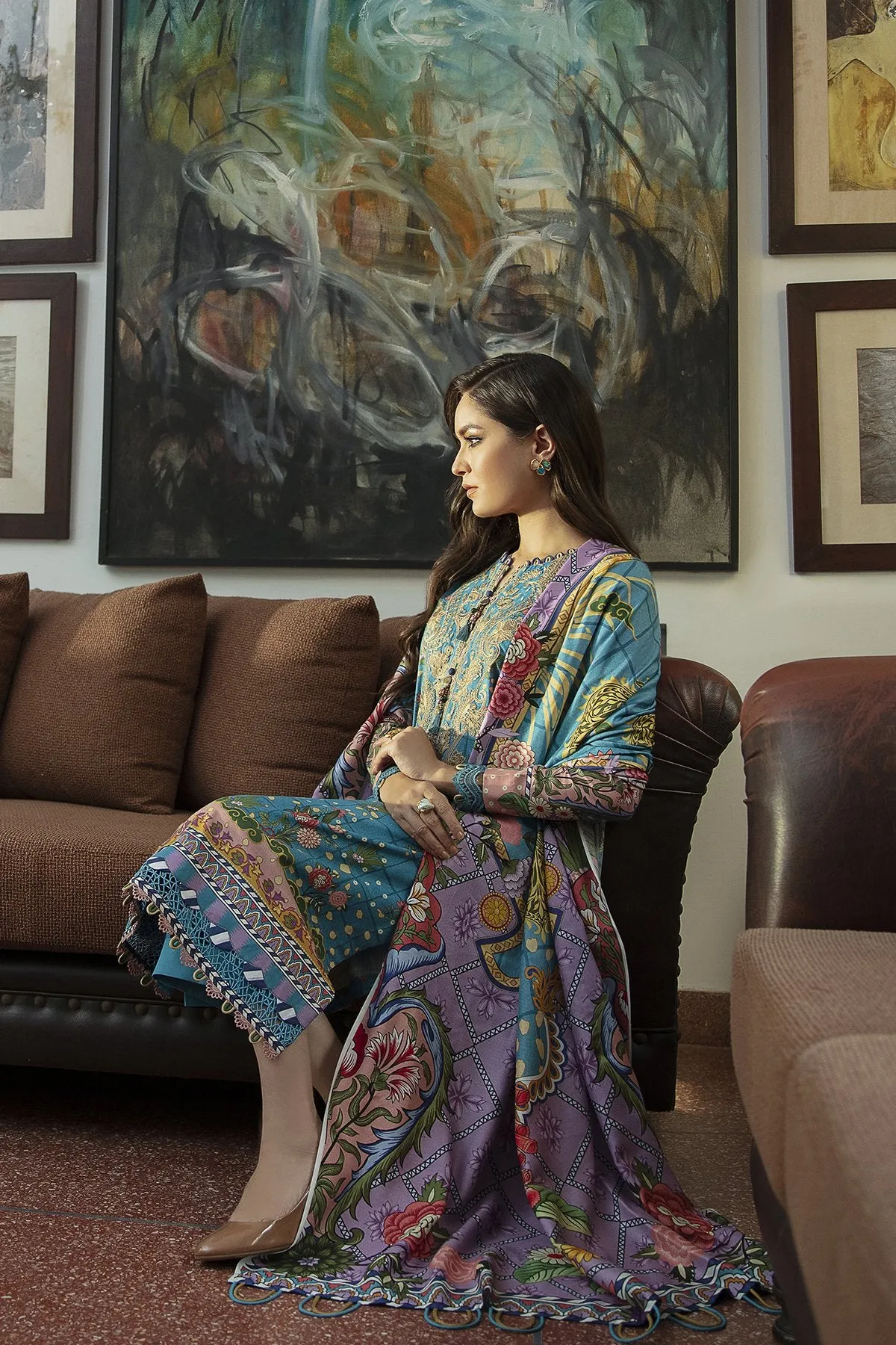 Blue Oasis | Jazmin Iris Winter Collection 2021 | Unstitched Embroidered Viscose Slub Khaddar Suit
