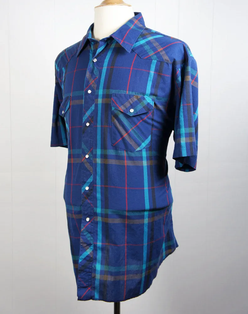 Blue Striped Western Pearl Snap Shirt - Size XXL