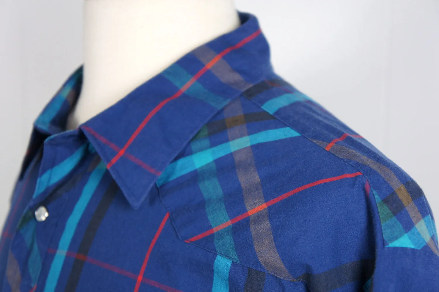 Blue Striped Western Pearl Snap Shirt - Size XXL