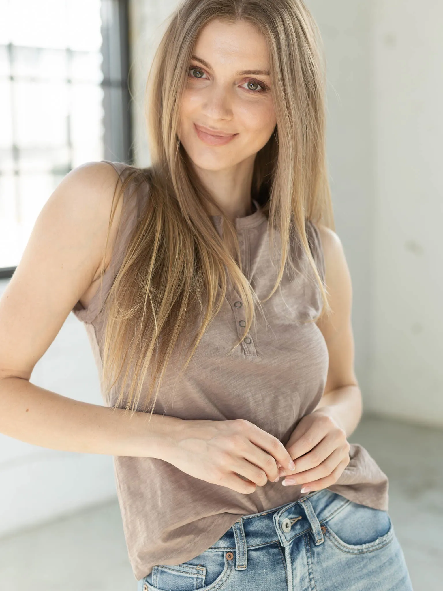 Bobi Roll Sleeve Henley