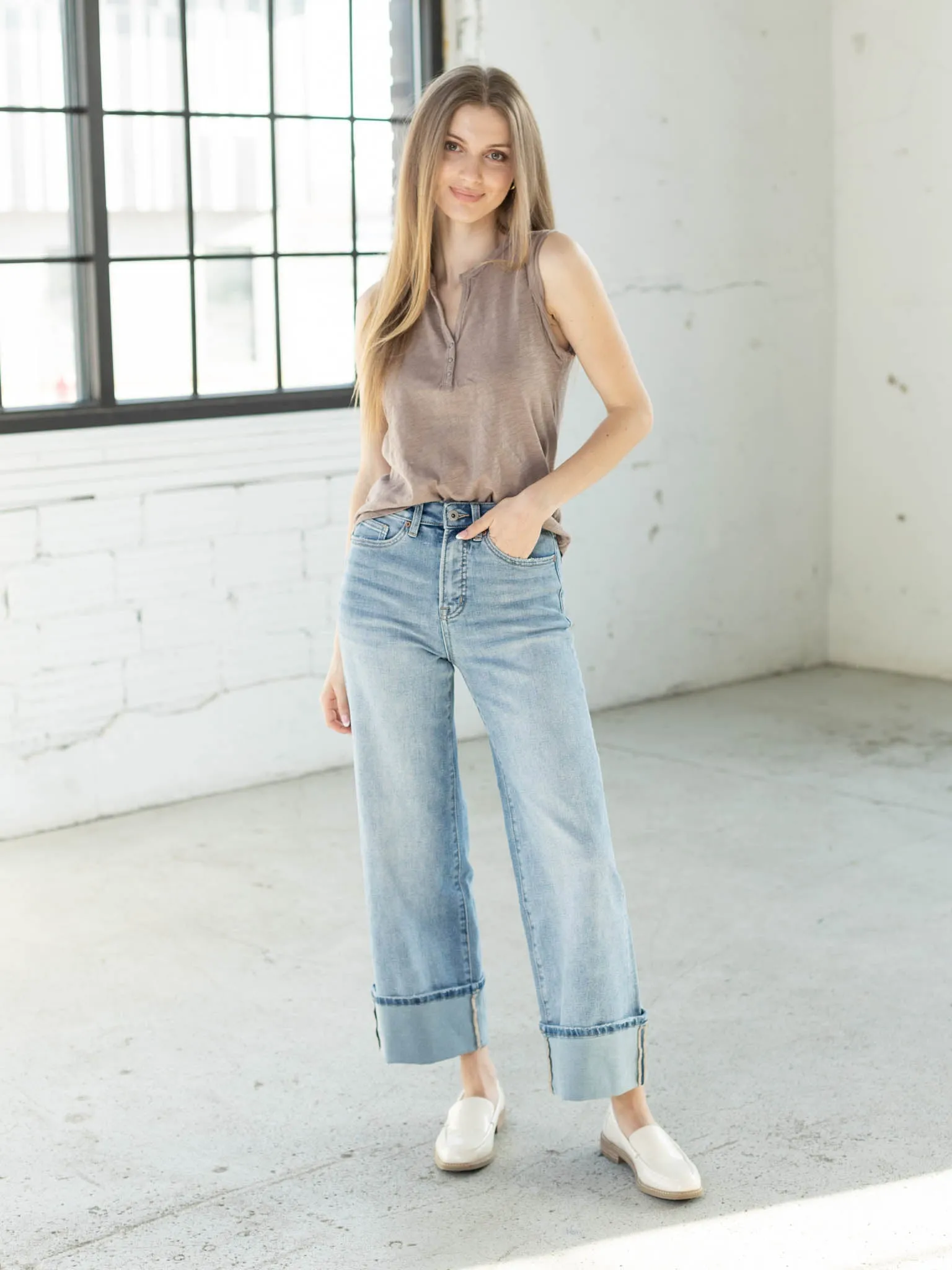Bobi Roll Sleeve Henley